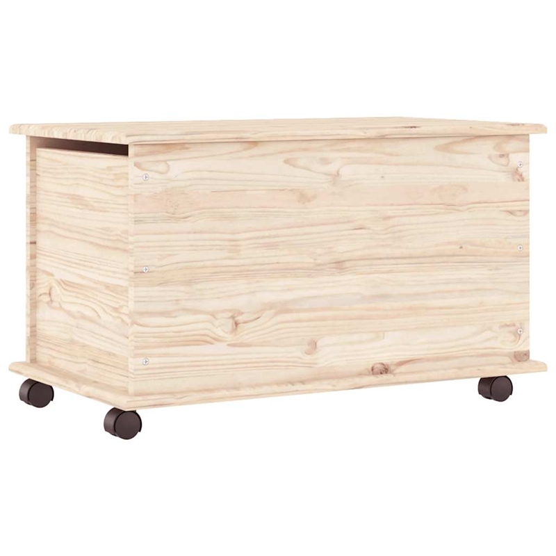Bowery Hill Contemporary Medium Solid Pine Wood Storage Chest in Natural