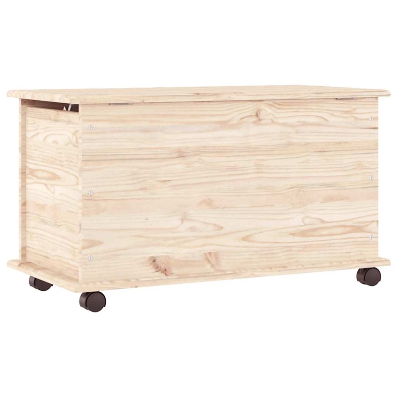 Bowery Hill Contemporary Medium Solid Pine Wood Storage Chest in Natural