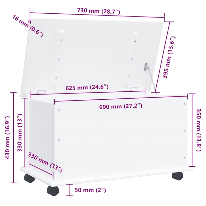 Bowery Hill Contemporary Solid Pine Wood Storage Chest in White