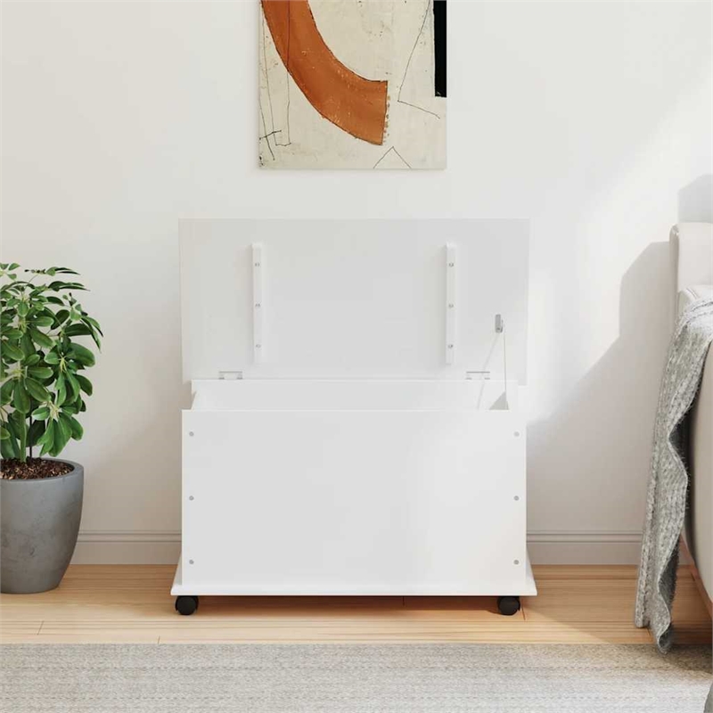Bowery Hill Contemporary Solid Pine Wood Storage Chest in White