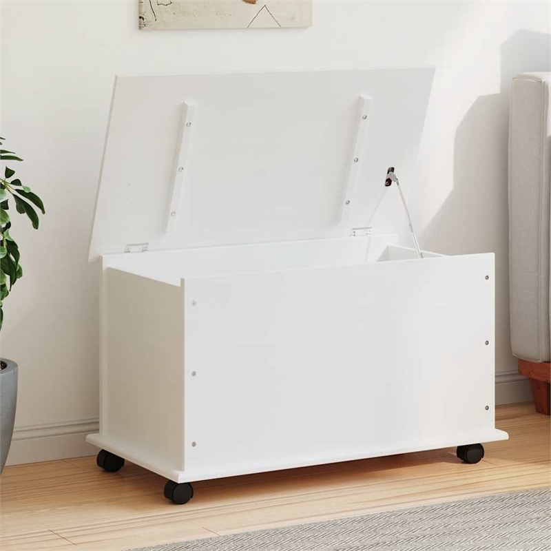 Bowery Hill Contemporary Solid Pine Wood Storage Chest in White