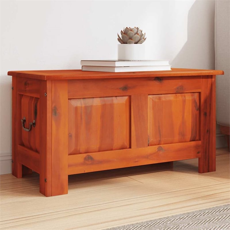 Bowery Hill Solid Acacia Wood and Engineered Wood Storage Chest in Brown