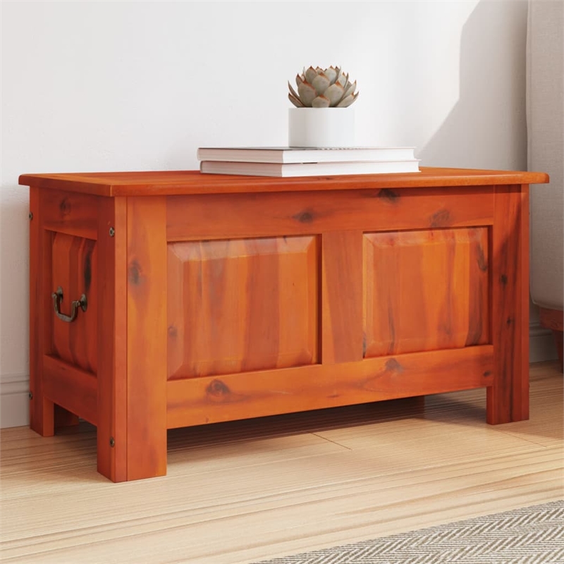 Bowery Hill Solid Acacia Wood and Engineered Wood Storage Chest in Brown