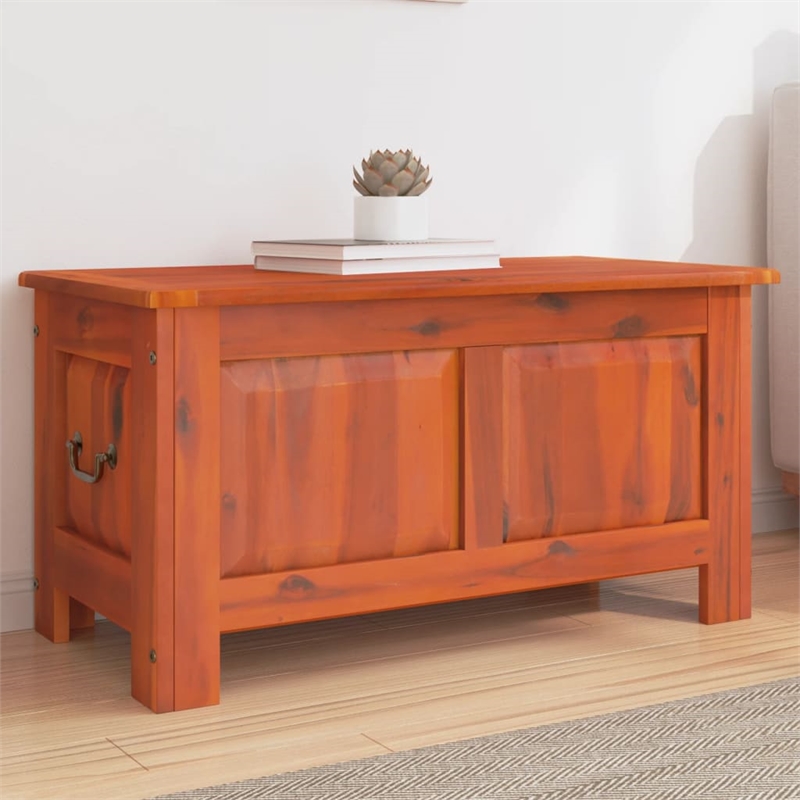 Bowery Hill Solid Acacia Wood and Engineered Wood Storage Chest in Brown