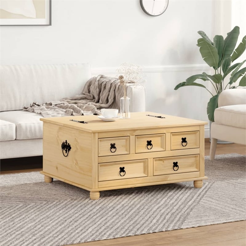 Bowery Hill Large Engineered Wood with Metal Storage Box in Honey