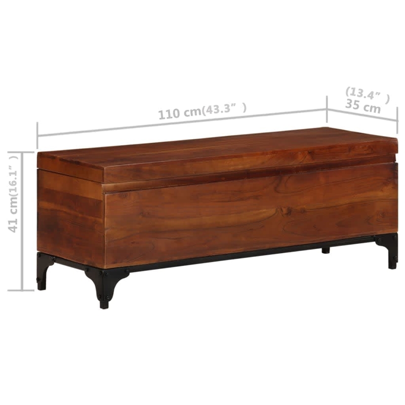 Bowery Hill Solid Acacia Wood Brown Storage Trunk Rectangular 43.3