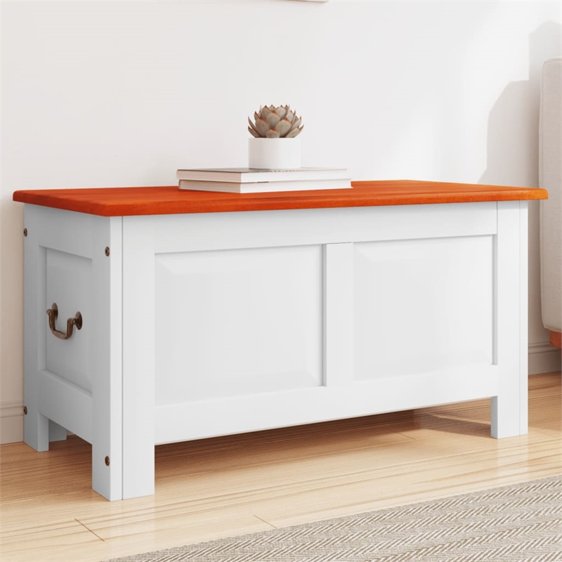 Bowery Hill Solid Acacia Wood & Engineered Wood Storage Chest in Brown & White