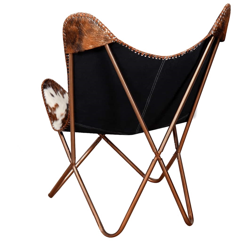 Bowery Hill Contemporary Butterfly Cowhide Chair in Brown and White