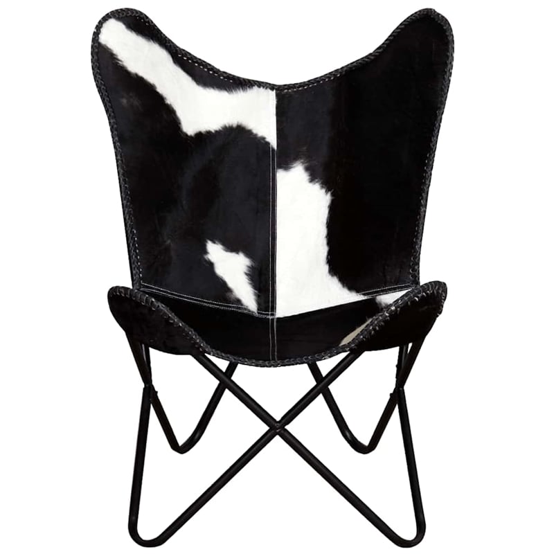 Bowery Hill Contemporary Butterfly Cow Print Chair in Black and White