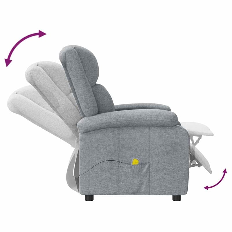 Bowery Hill Contemporary Polyester Massage Chair in Light Gray Fabric