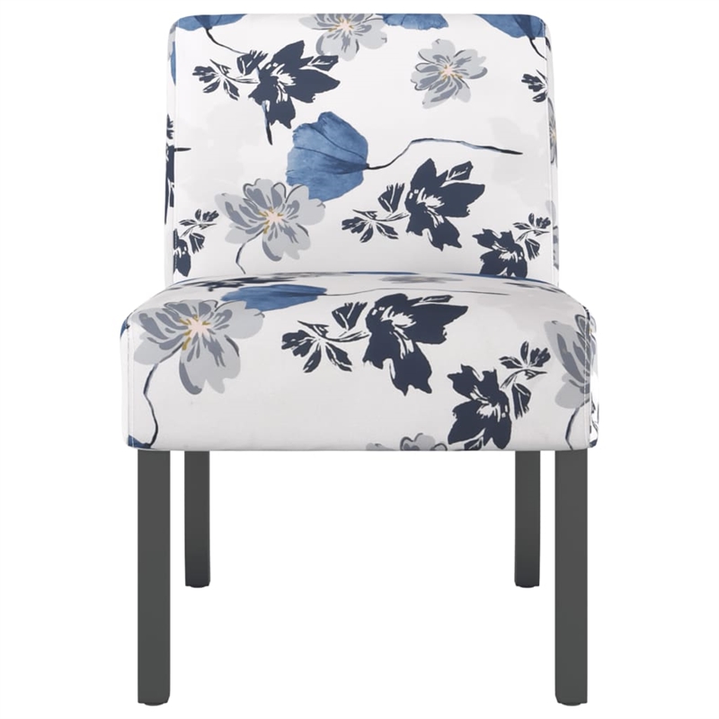 Bowery Hill Polyester and Solid Wood Slipper Chair in Blue and White