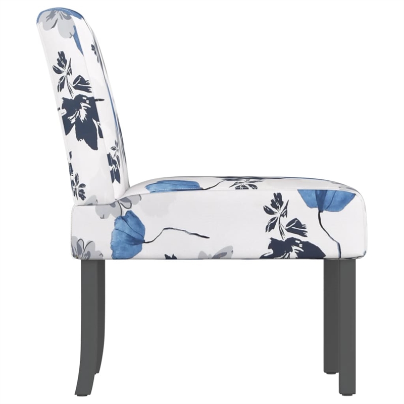 Bowery Hill Polyester and Solid Wood Slipper Chair in Blue and White