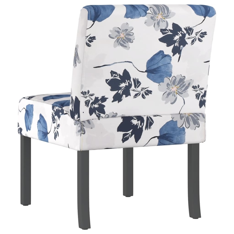 Bowery Hill Polyester and Solid Wood Slipper Chair in Blue and White