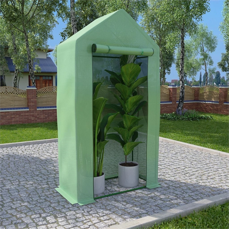 Bowery Hill Small Durable PE Mesh Fabric Greenhouse in Green