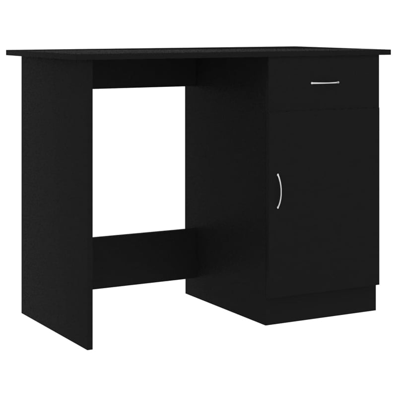 Bowery Hill Rectangular Engineered Wood Compact Desk in Black