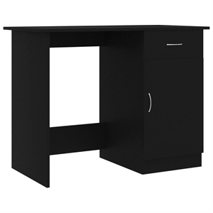 Bowery Hill Rectangular Engineered Wood Compact Desk in Black