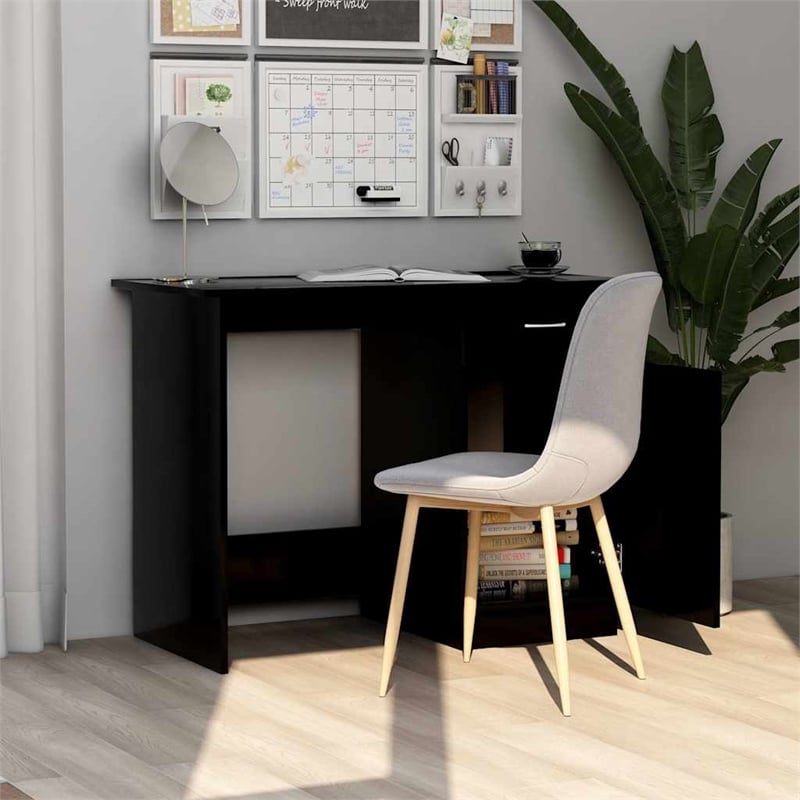 Bowery Hill Rectangular Engineered Wood Compact Desk in Black