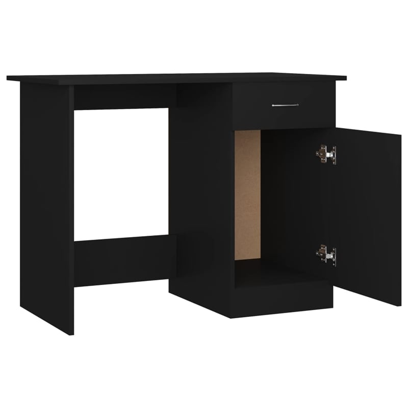 Bowery Hill Rectangular Engineered Wood Compact Desk in Black