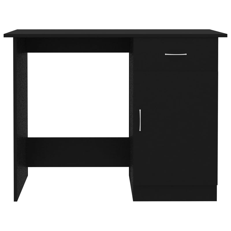 Bowery Hill Rectangular Engineered Wood Compact Desk in Black