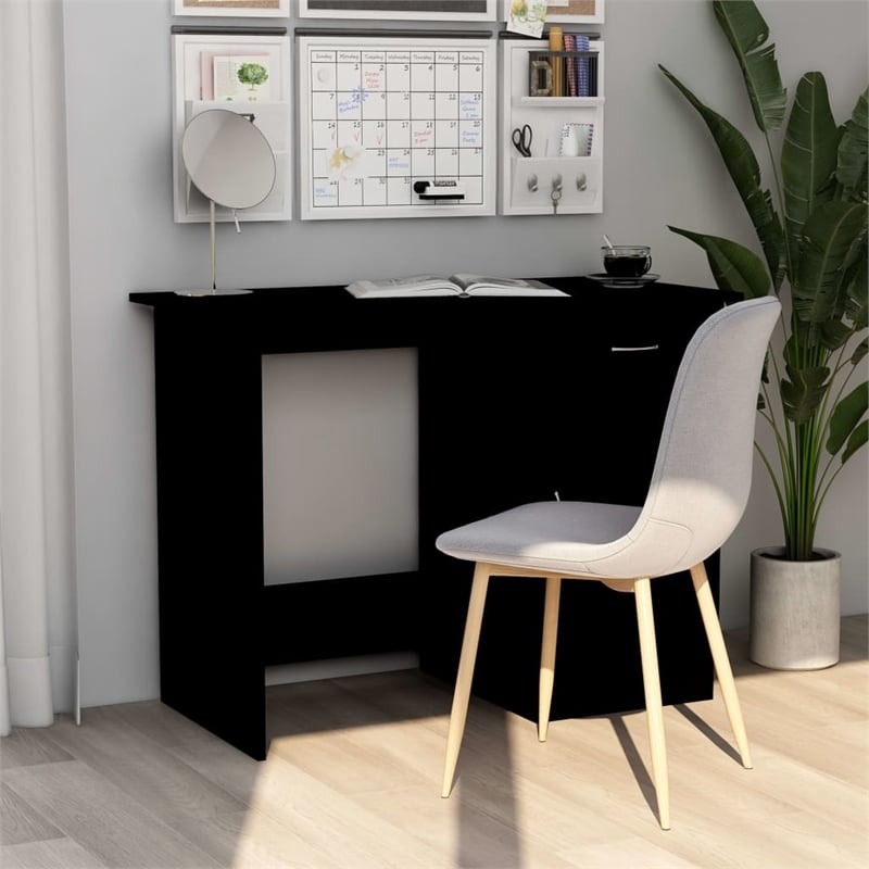Bowery Hill Rectangular Engineered Wood Compact Desk in Black