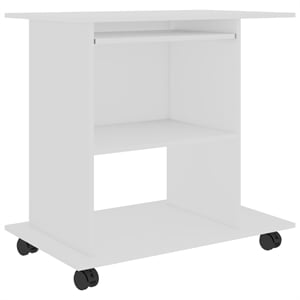 Bowery Hill Engineered Wood Compact Pull-Out Computer Desk in White