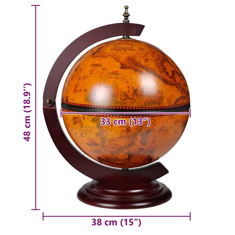 Bowery Hill Eucalyptus Wood Tabletop Globe Bar Wine Stand in Brown