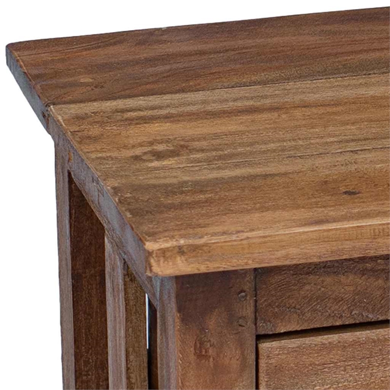 Bowery Hill Contemporary Solid Mahogany Wood Nightstand in Brown