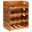 Bowery Hill 4 pcs Solid Mahogany Wood Wine Racks for 16 Bottles in Brown