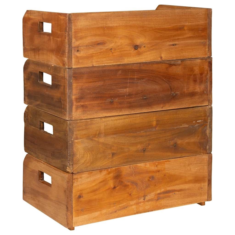 Bowery Hill 4 pcs Solid Mahogany Wood Wine Racks for 16 Bottles in Brown