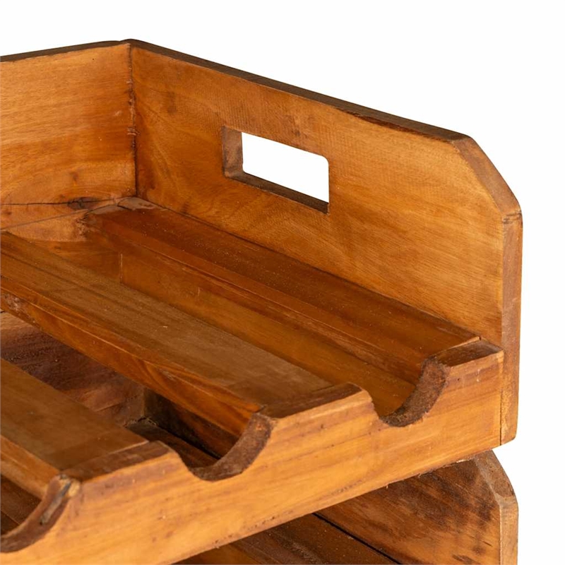 Bowery Hill 4 pcs Solid Mahogany Wood Wine Racks for 16 Bottles in Brown