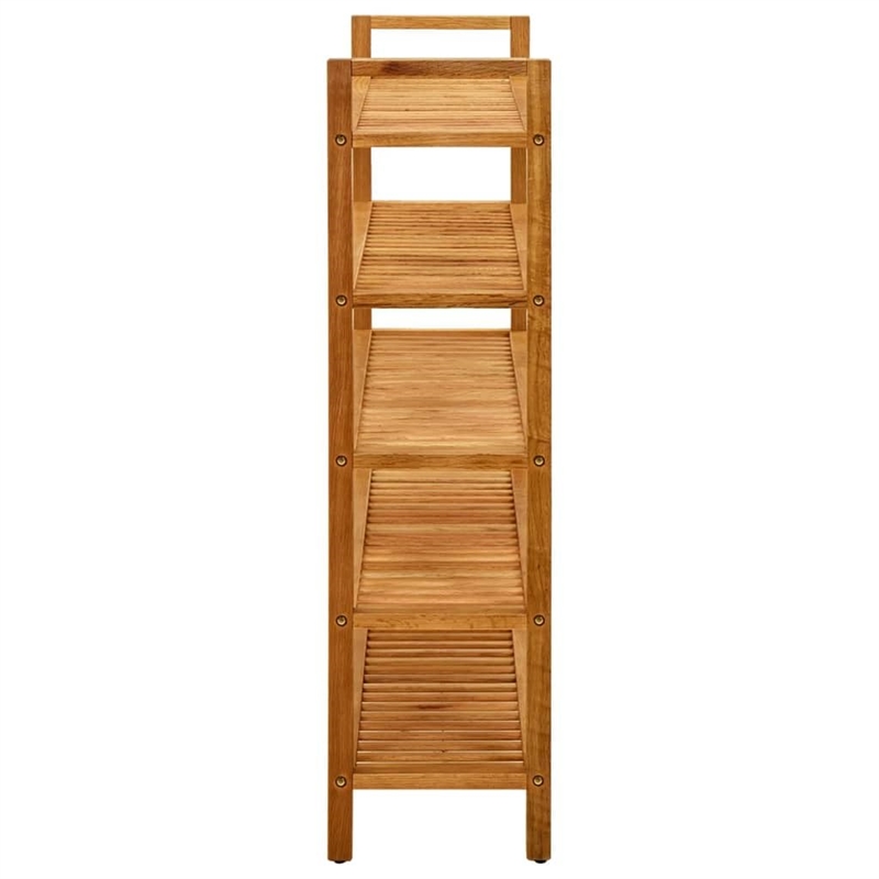 Bowery Hill Rectangular Medium Solid Oak Wood Shoe Rack in Brown