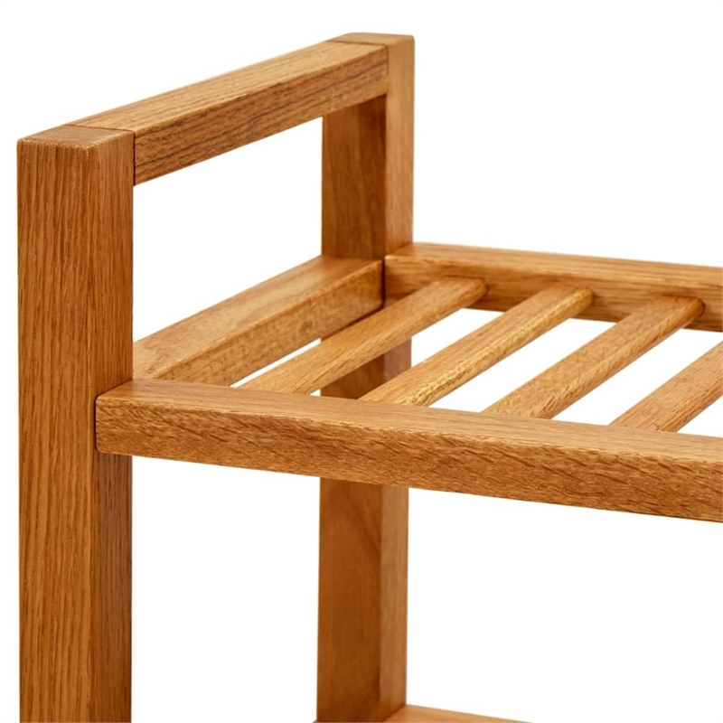 Bowery Hill Rectangular Medium Solid Oak Wood Shoe Rack in Brown