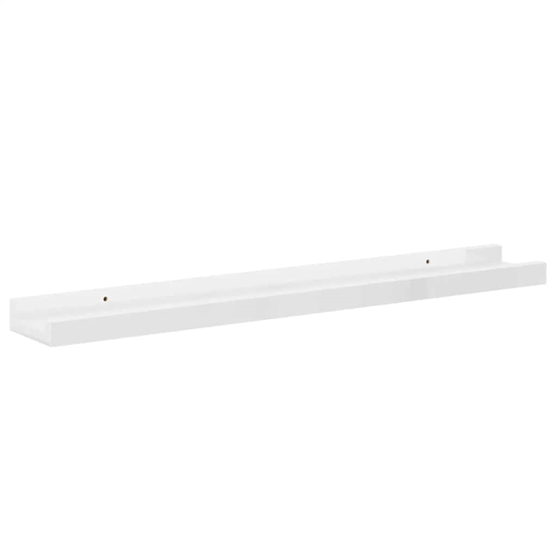 Bowery Hill Contemporary MDF Wall Shelf in High Gloss White (Set of 2)