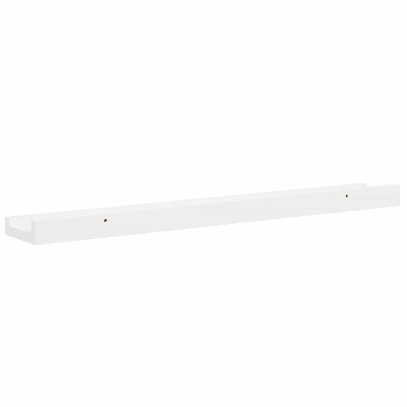 Bowery Hill Contemporary MDF Wall Shelf in High Gloss White (Set of 2)