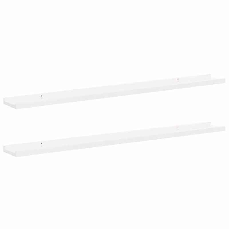 Bowery Hill MDF Medium Wall Shelf in High Gloss White (Set of 2)