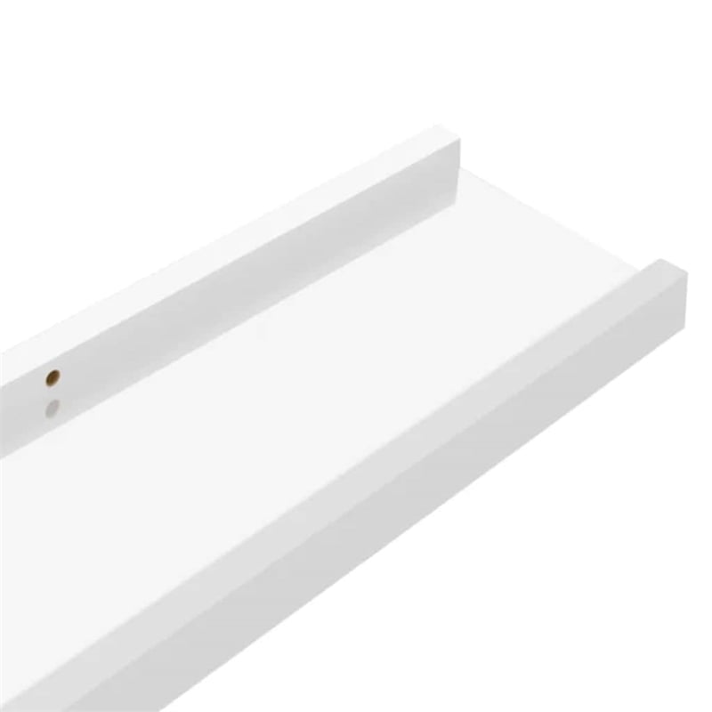 Bowery Hill MDF Medium Wall Shelf in High Gloss White (Set of 2)