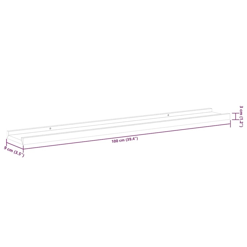 Bowery Hill MDF Medium Wall Shelf in High Gloss White (Set of 2)