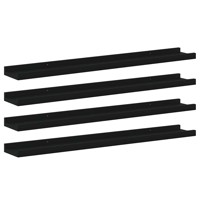Bowery Hill MDF Medium Decorative Inlays Wall Shelf in Black (Set of 4)