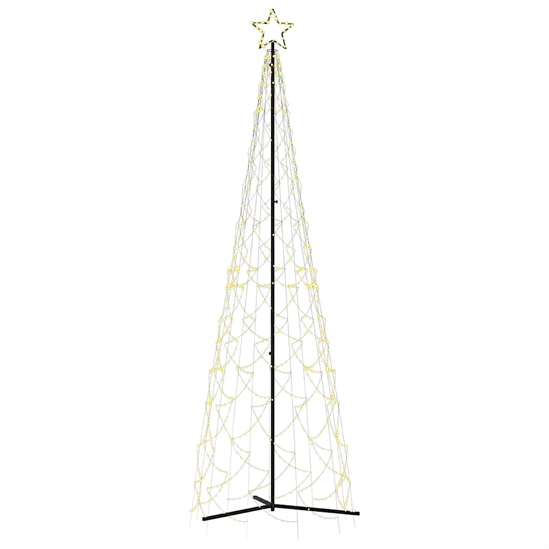 Bowery Hill 3 x 10 ft Powder-Coated Steel Christmas Cone Tree in Warm White