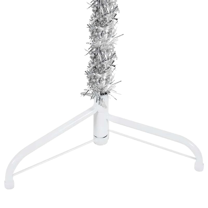 Bowery Hill PVC Steel Slim Artificial Half Christmas Tree in Silver
