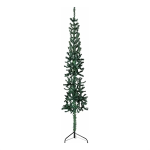 Bowery Hill 94.5&quot PVC Steel Artificial Half Christmas Tree in Green