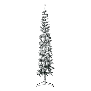 Bowery Hill 94.5&quot PVC Steel Artificial Half Christmas Tree in Green and White