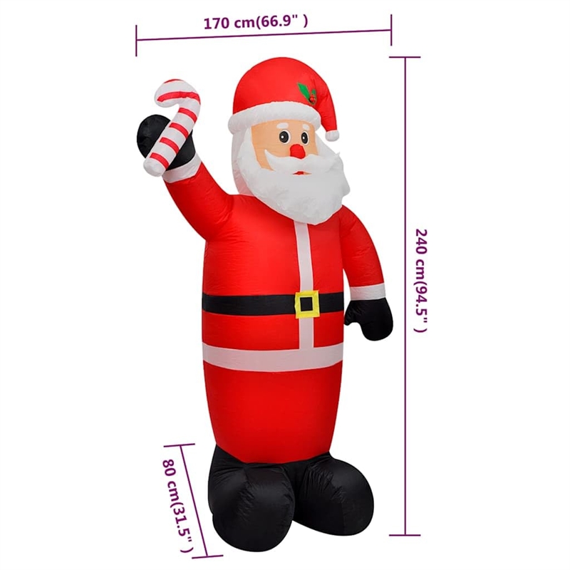Bowery Hill 8ft Polyester Inflatable Santa Claus in Multicolor