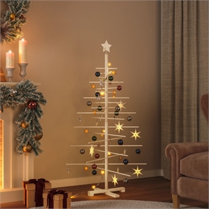 Bowery Hill Contemporary Small/Medium Wooden Christmas Tree in Brown