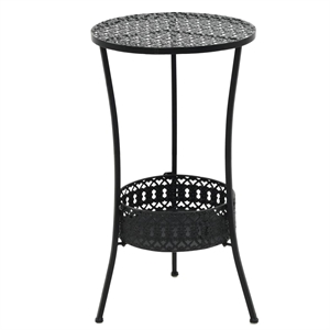 Bowery Hill Contemporary Vintage Small Round Bistro Table in Black Metal