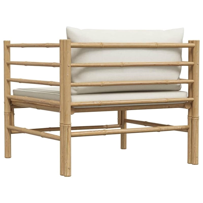 Bowery Hill Contemporary Bamboo Garden Sofa in Cream White Polyester