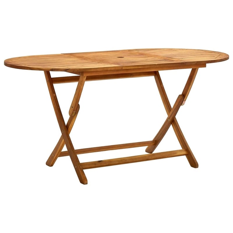 Bowery Hill Teak Solid Acacia Wood Medium Garden Foldable Table