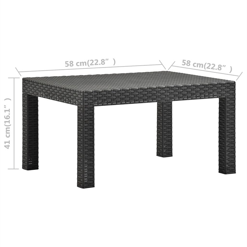 Bowery Hill Polypropylene Medium Lightweight Garden Table in Anthracite