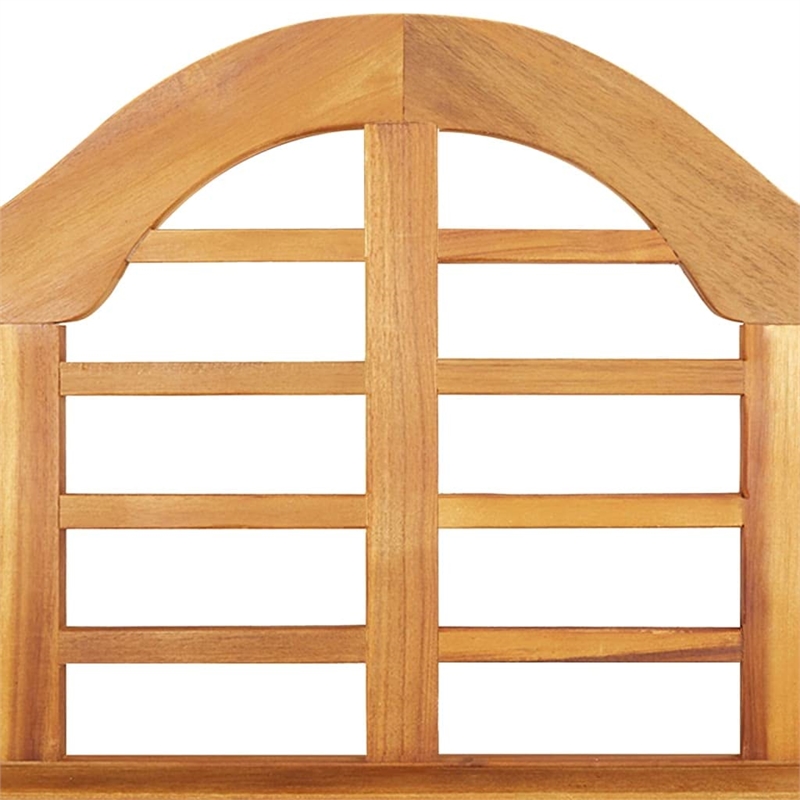 Bowery Hill Solid Acacia Wood Medium Ergonomic Garden Bench in Brown