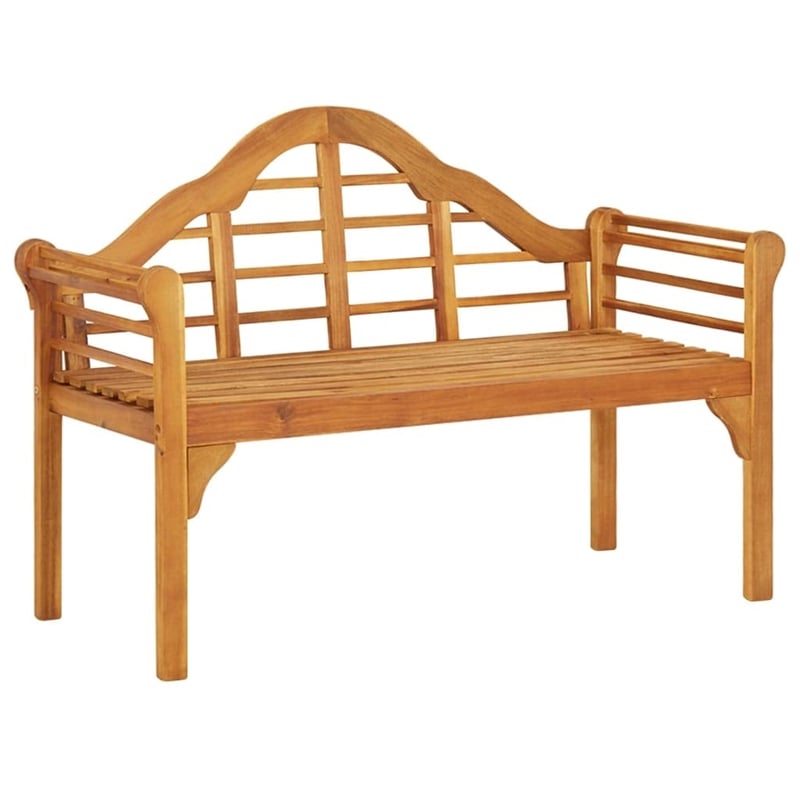 Bowery Hill Solid Acacia Wood Medium Ergonomic Garden Bench in Brown